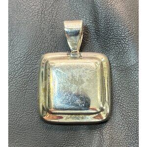 Sterling Silver 925 Square 3D Pendant with Bail Vintage 9.4 grams 1 in. Marked